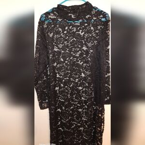 Sheer lace dress with high side splits